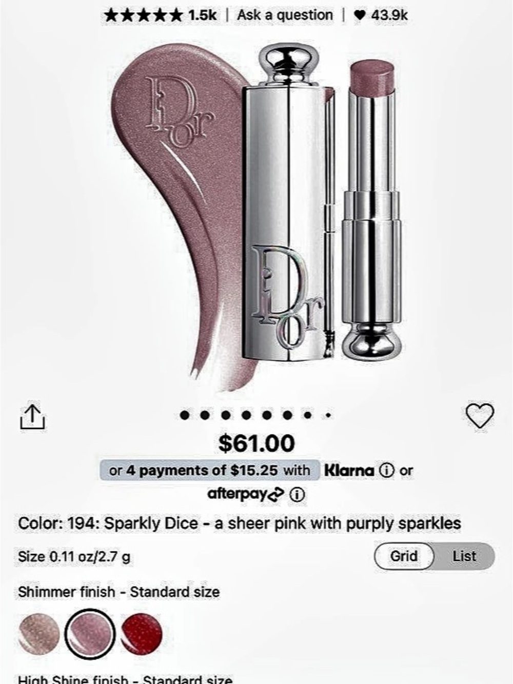 Dior Addict Glass Lipstick Shade 194 Pink